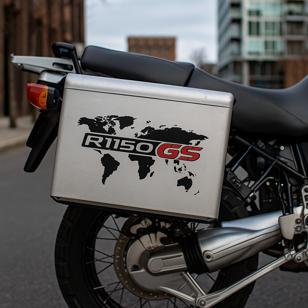 Sticker Master BMW R1150GS Dünya Haritası Çanta Sticker Etiket – 2 Parça