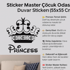 Sticker Master Princess Çocuk Odası Duvar Stickerı – Taç Tasarımlı Siyah Etiket (55x55 Cm)
