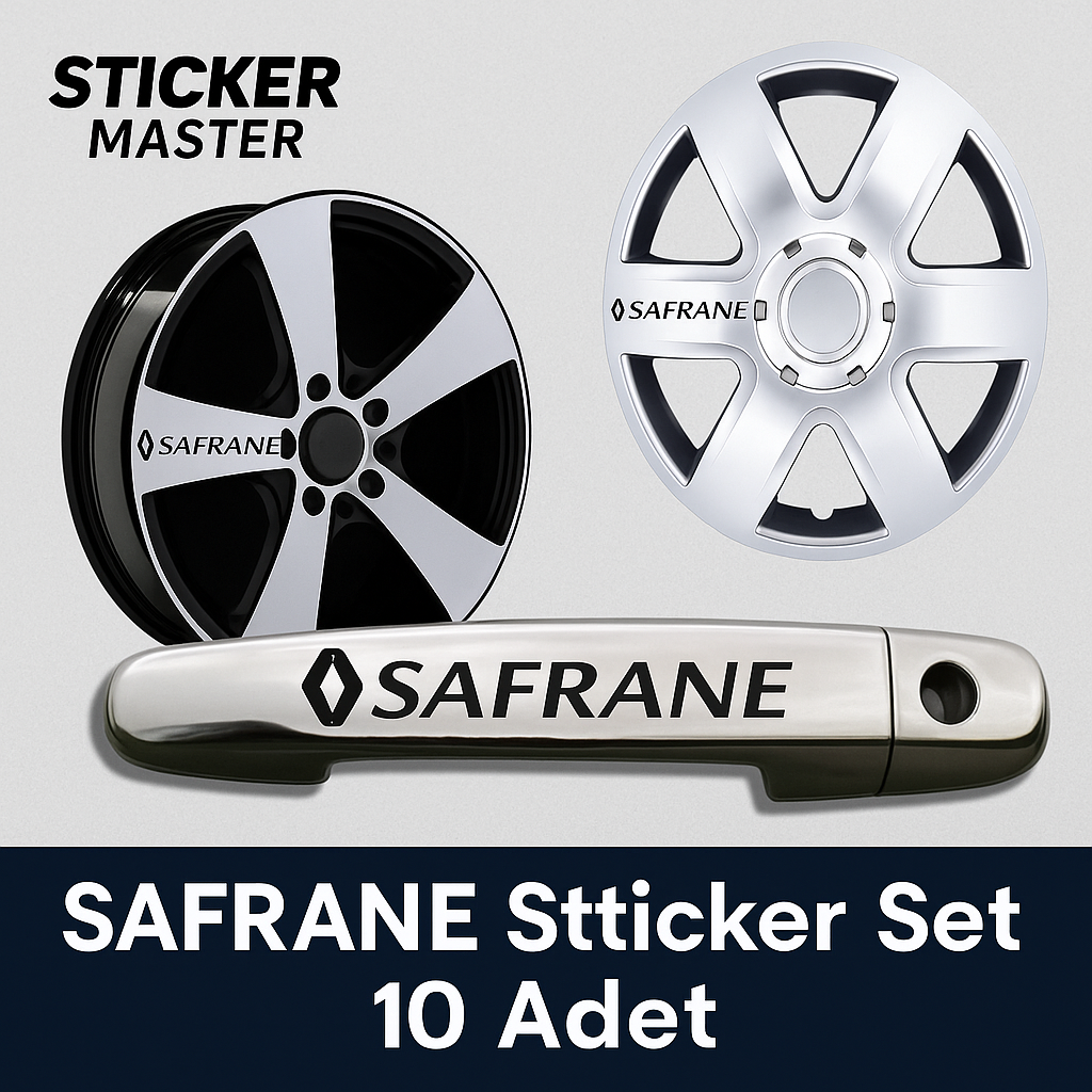 Sticker Master Renault Safrane Kapı Kolu & Jant Sticker Seti – 10 Adet Dayanıklı Vinil