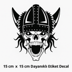 Sticker Master Viking Kasklı Kafatası Sticker - Motor, Kask, Laptop, Araba ve Oto Araç İçin Dayanıklı Etiket (15 cm)