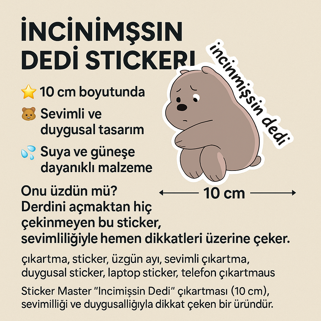 Sticker Master Incinmişsin Dedi Sticker Motor, Kask, Laptop, Araba, Oto Araç İçin Dayanıklı Etiket Decal