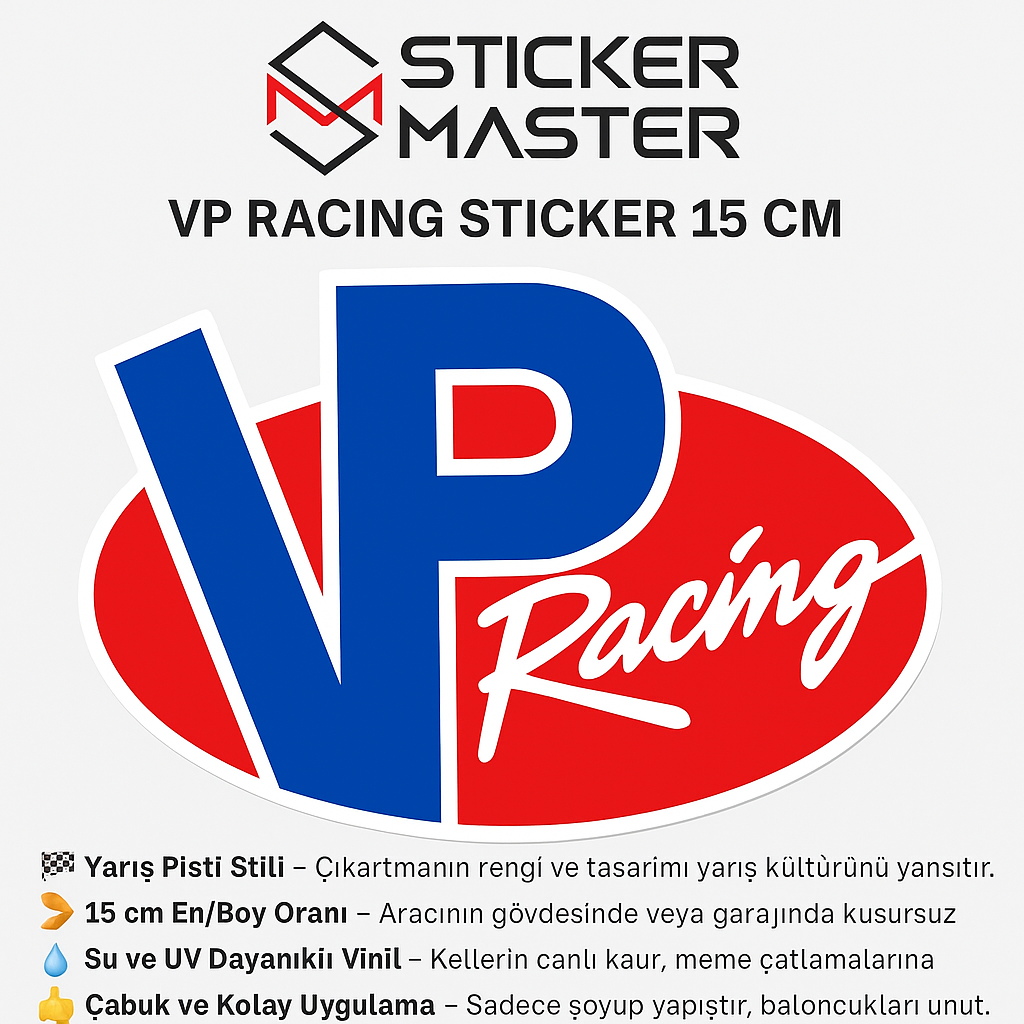 Sticker Master Vp Racing Motor, Kask, Laptop, Araba, Oto Araç İçin Dayanıklı Etiket Decal 15 Cm