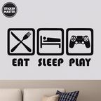 Sticker Master Eat, Sleep, Play Duvar Stickerı – Oyunsever Çocuk ve Genç Odaları İçin