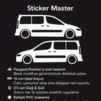 Sticker Master Peugeot Partner Basık Araç Sticker - 2 Adet 15 cm (Sağ & Sol)