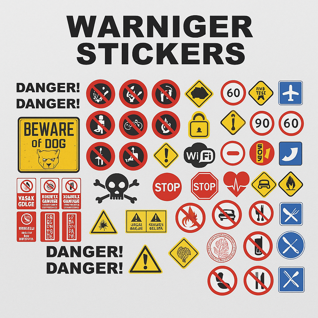 Sticker Master 50PCS Warning Stickers – Danger, Banning, Reminder Signs – Waterproof Decals for Laptop, Motorcycle, Helmet & More