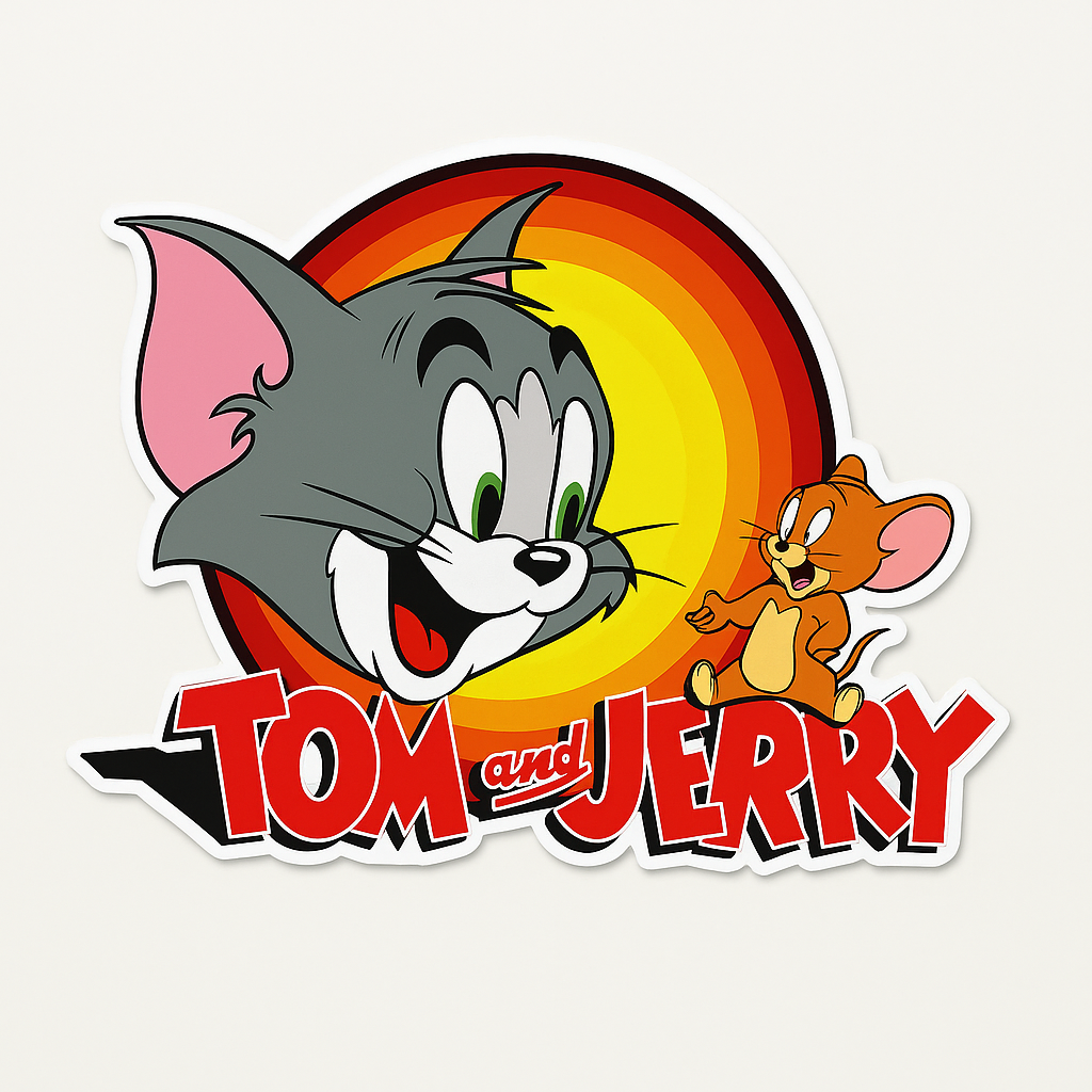 Sticker Master Tom ve Jerry Sticker Motor, Kask, Laptop, Araba, Oto Araç İçin Dayanıklı Etiket Decal 15 Cm