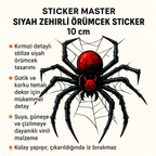 Sticker Master Siyah Zehirli Örümcek Çıkartması - Karikatür Korku Tasarımı - 10 cm Vinil Çıkartma