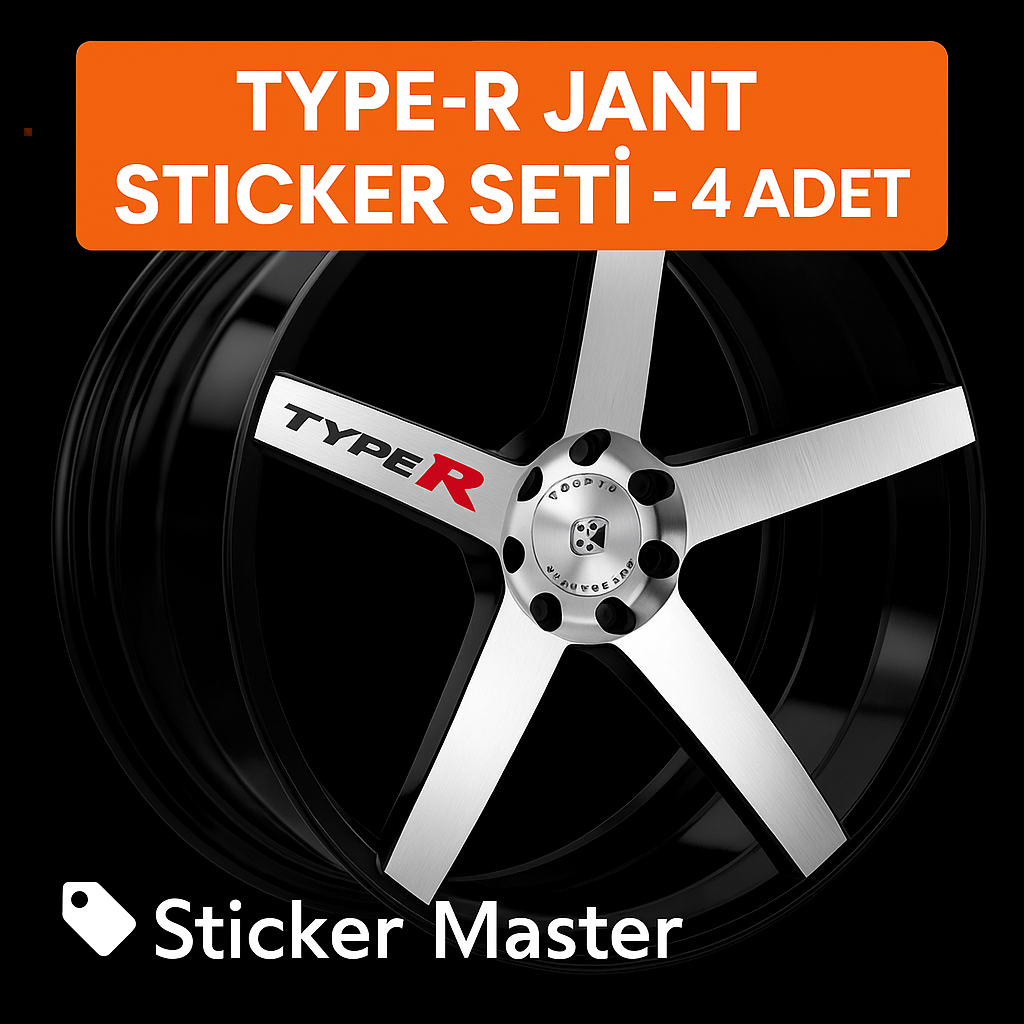 Sticker Master Type-R Jant Sticker Seti – 4’lü Sportif Oto Etiket Takımı