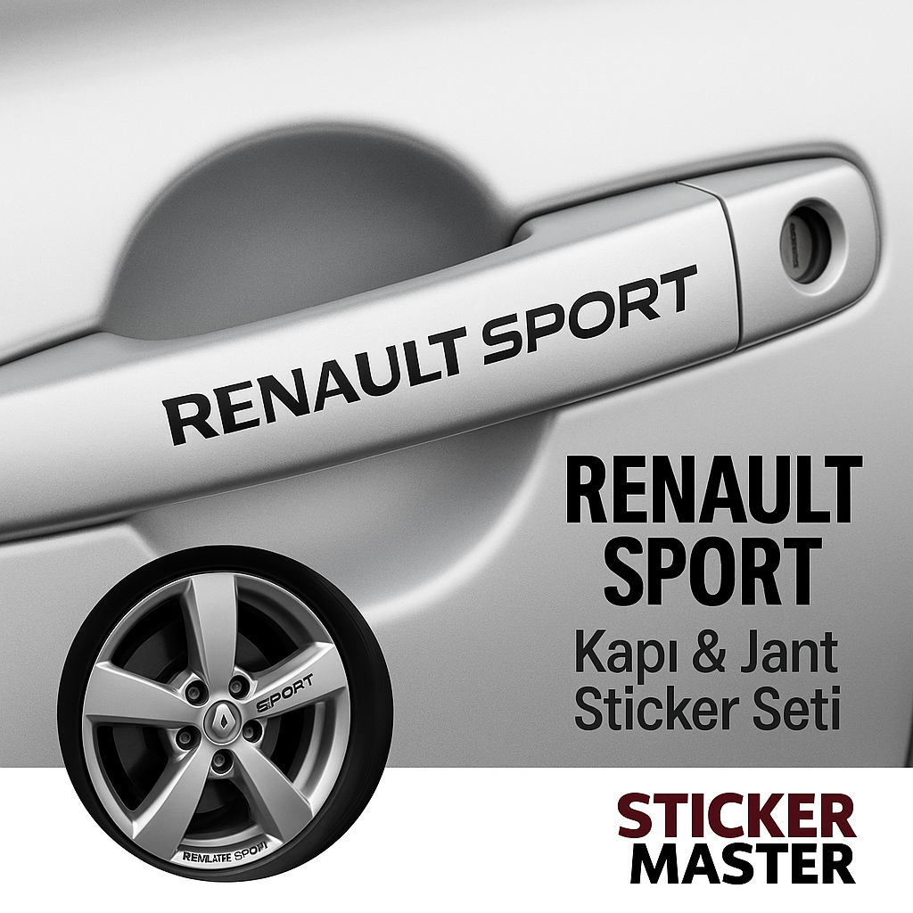 Sticker Master Renault Sport Kapı & Jant Sticker Seti – 10 Adet Dayanıklı Vinil Decal