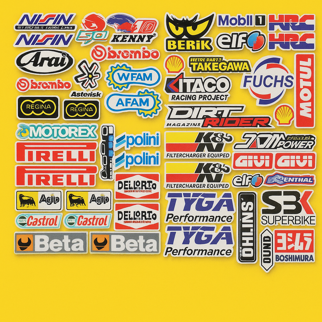 Sticker Master 2'li Motosiklet Yarış Markaları Sticker Seti – Süperbike, Racing, Moto GP Temalı Etiket Seti