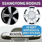 Sticker Master Ssangyong Rodius Sticker Seti – Kapı Kolu & Jant Uyumlu 10’lu Dayanıklı Etiket