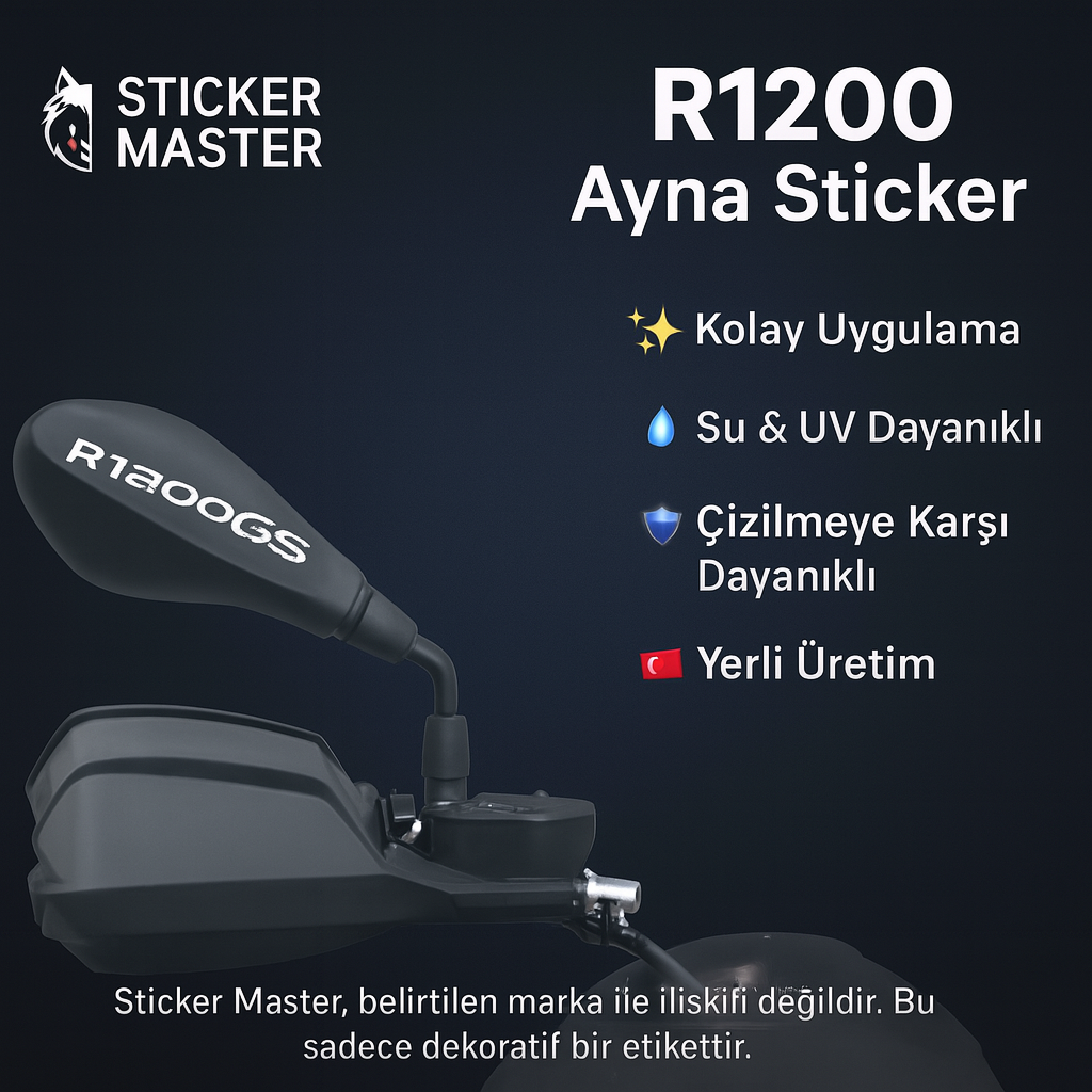 Sticker Master BMW R1200GS Ayna Sticker Etiket – Sağ & Sol Çift