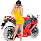 Sticker Master Sexy Women Motorbike Sticker - Motor, Laptop, Kask İçin Dayanıklı Etiket - 15 Cm