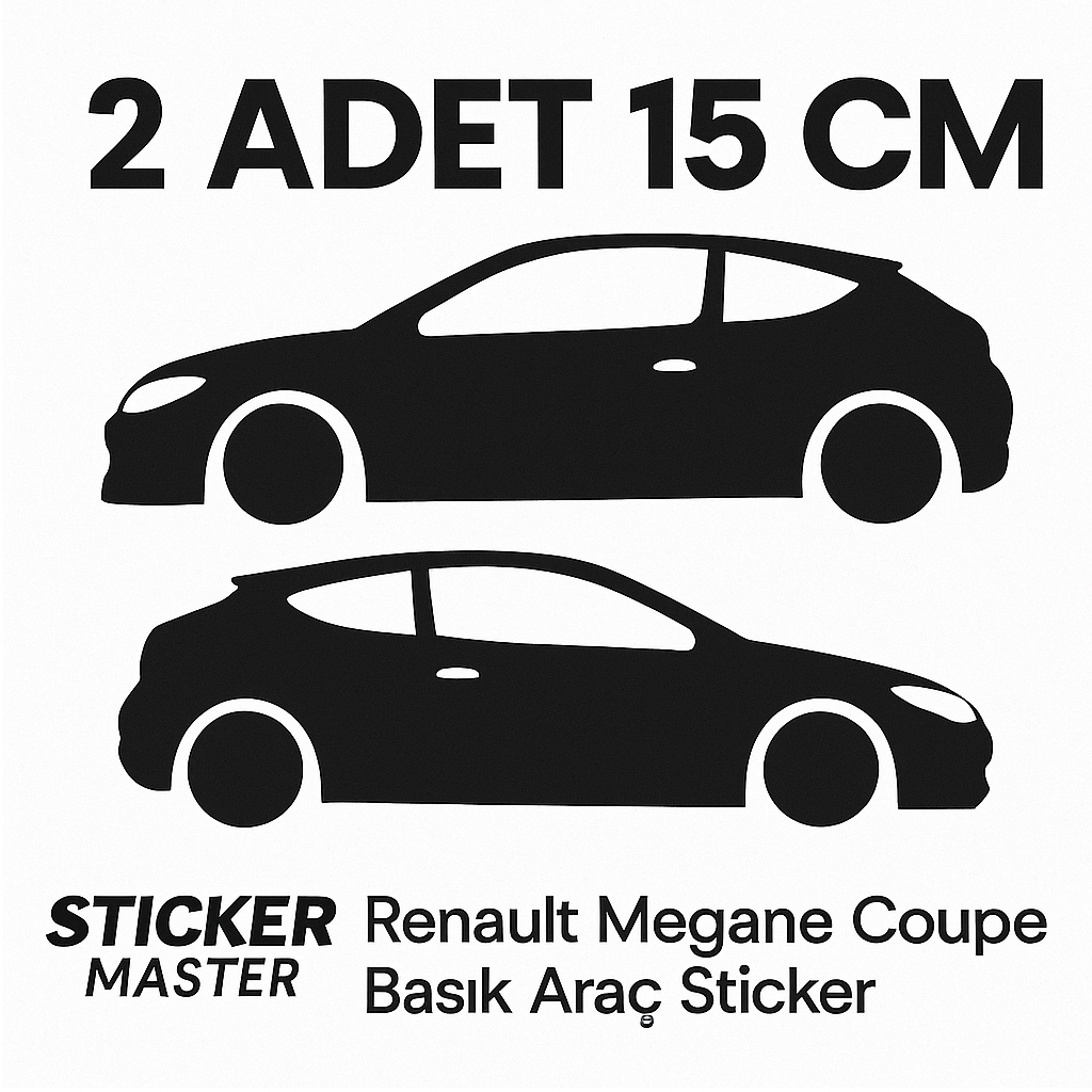 Sticker Master Renault Megane Coupe Basık Araç Siluet Sticker – 2 Adet 15 cm Dayanıklı Vinil