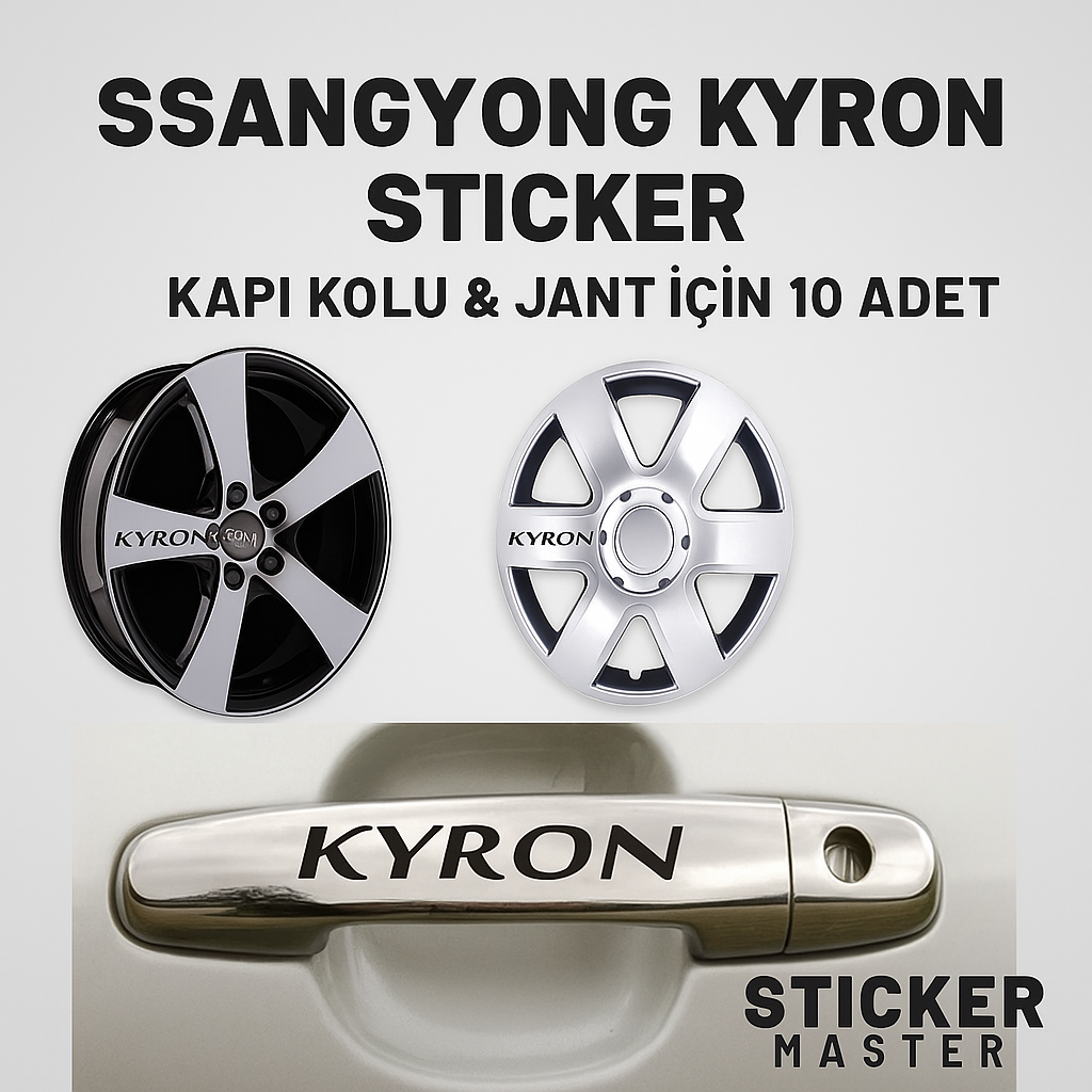 Sticker Master Ssangyong Kyron Sticker Seti – Kapı Kolu & Jant İçin Dayanıklı 10’lu Oto Etiket