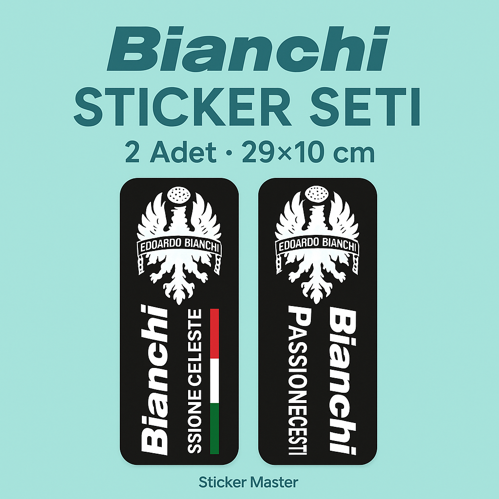 Sticker Master Bianchi Bisiklet Maşa Etiket Çıkartma Yapıştırma 29x10 Cm