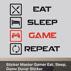 Sticker Master Oyuncu Eat, Sleep, Game, Repeat Duvar Sticker
