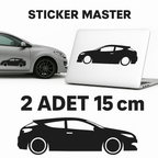 Sticker Master Renault Megane RS Sport Basık Araç Siluet Sticker – 2 Adet 15 cm Dayanıklı Vinil