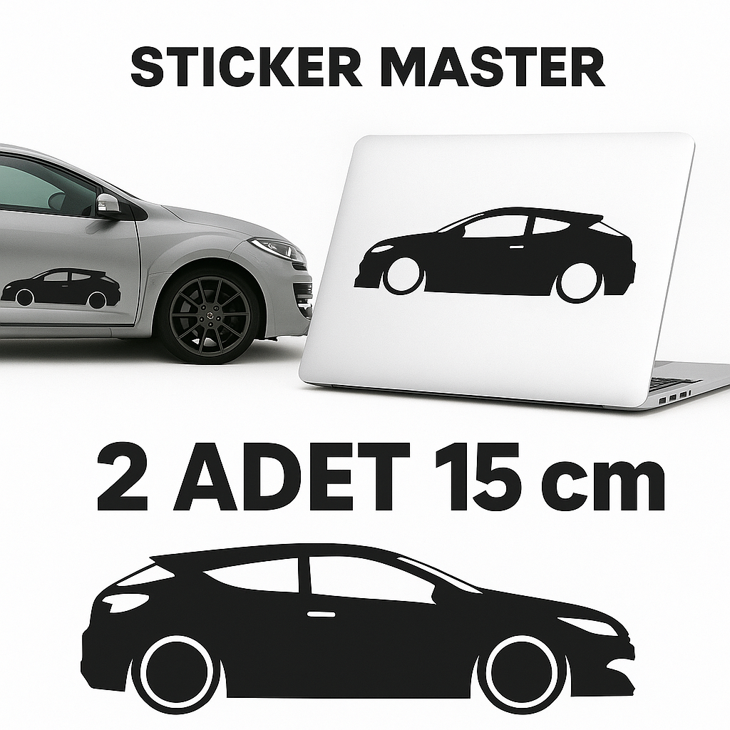 Sticker Master Renault Megane RS Sport Basık Araç Siluet Sticker – 2 Adet 15 cm Dayanıklı Vinil