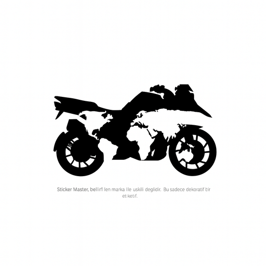 Sticker Master BMW GS Dünya Haritası Silüet Motosiklet Sticker Etiket Decal