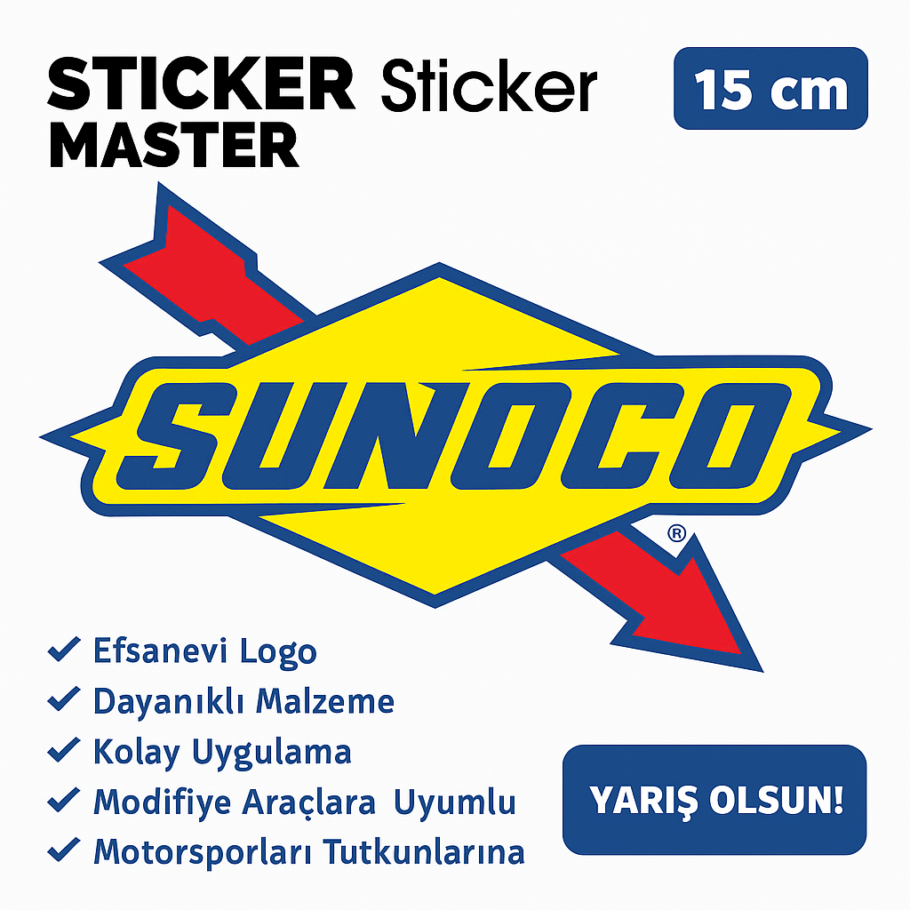 Sticker Master Sunoco Sticker – Motor, Kask, Araba, Laptop İçin Dayanıklı Yarışçı Etiket 15 Cm