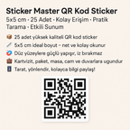 Sticker Master QR Kod Sticker – 5x5 cm – 25 Adet | Kolay Erişim, Pratik Tarama, Etkili Sunum
