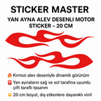 Sticker Master Yan Ayna Alev Desenli Motor Sticker – 20 cm (Çift Taraflı)