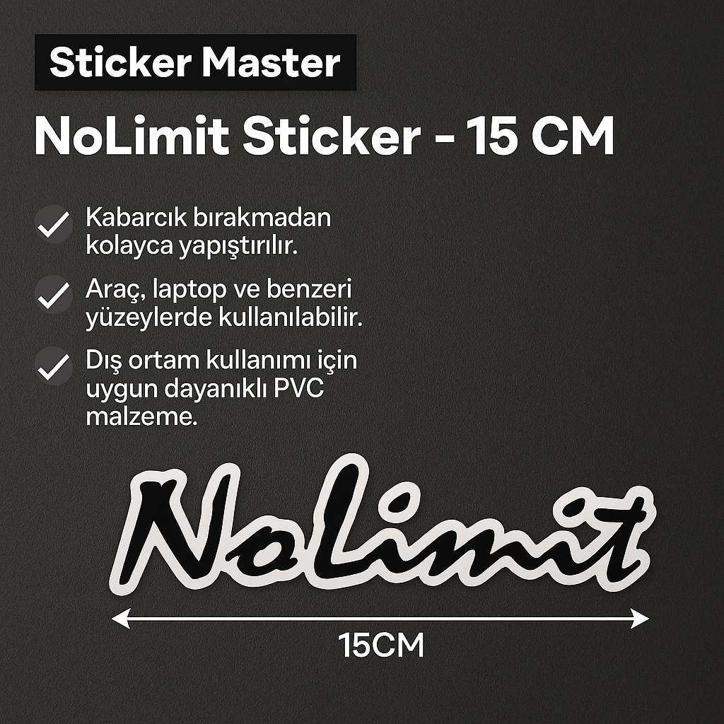 Sticker Master No Limit Sticker – 15 cm Sınır Tanımayan Tasarım Etiketi