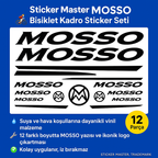 Sticker Master Mosso Bisiklet Kadro Sticker Seti – Su Geçirmez Vinil Etiketler (12 Parça)