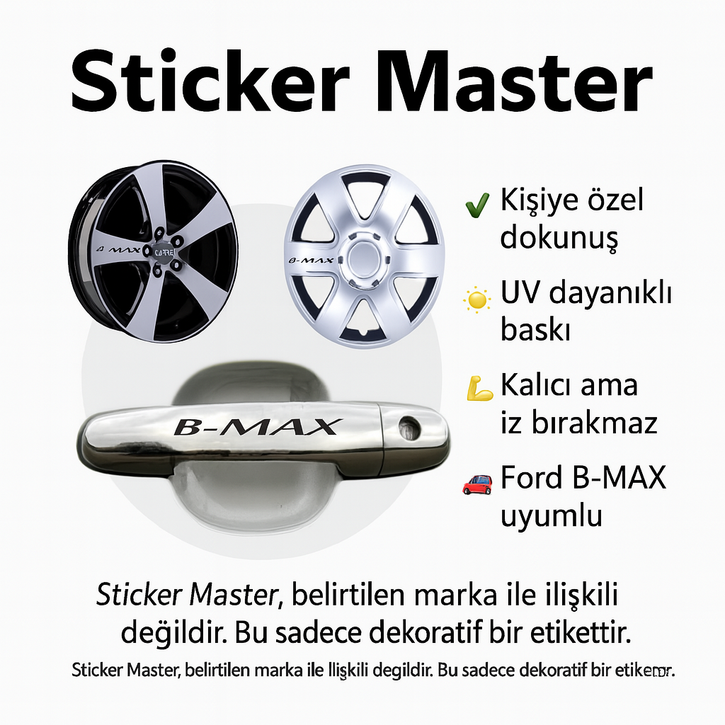 Sticker Master Ford Bmax Kapı Kolu Ve Jant Sticker - 10 Adet