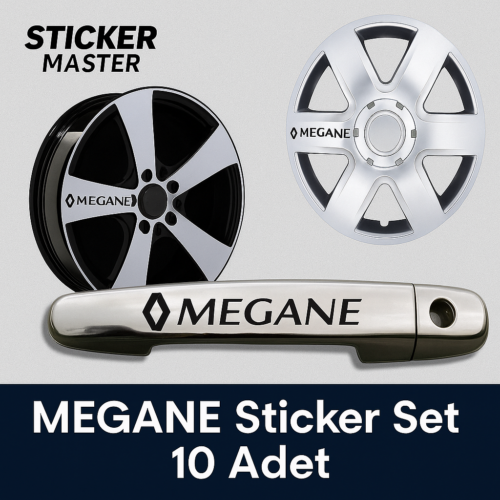 Sticker Master Renault Megane Kapı Kolu & Jant Sticker Seti – 10 Adet Dayanıklı Vinil