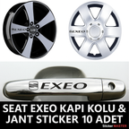 Sticker Master Seat Exeo Kapı Kolu ve Jant Sticker Seti - 10 Adet Dayanıklı Oto Etiket