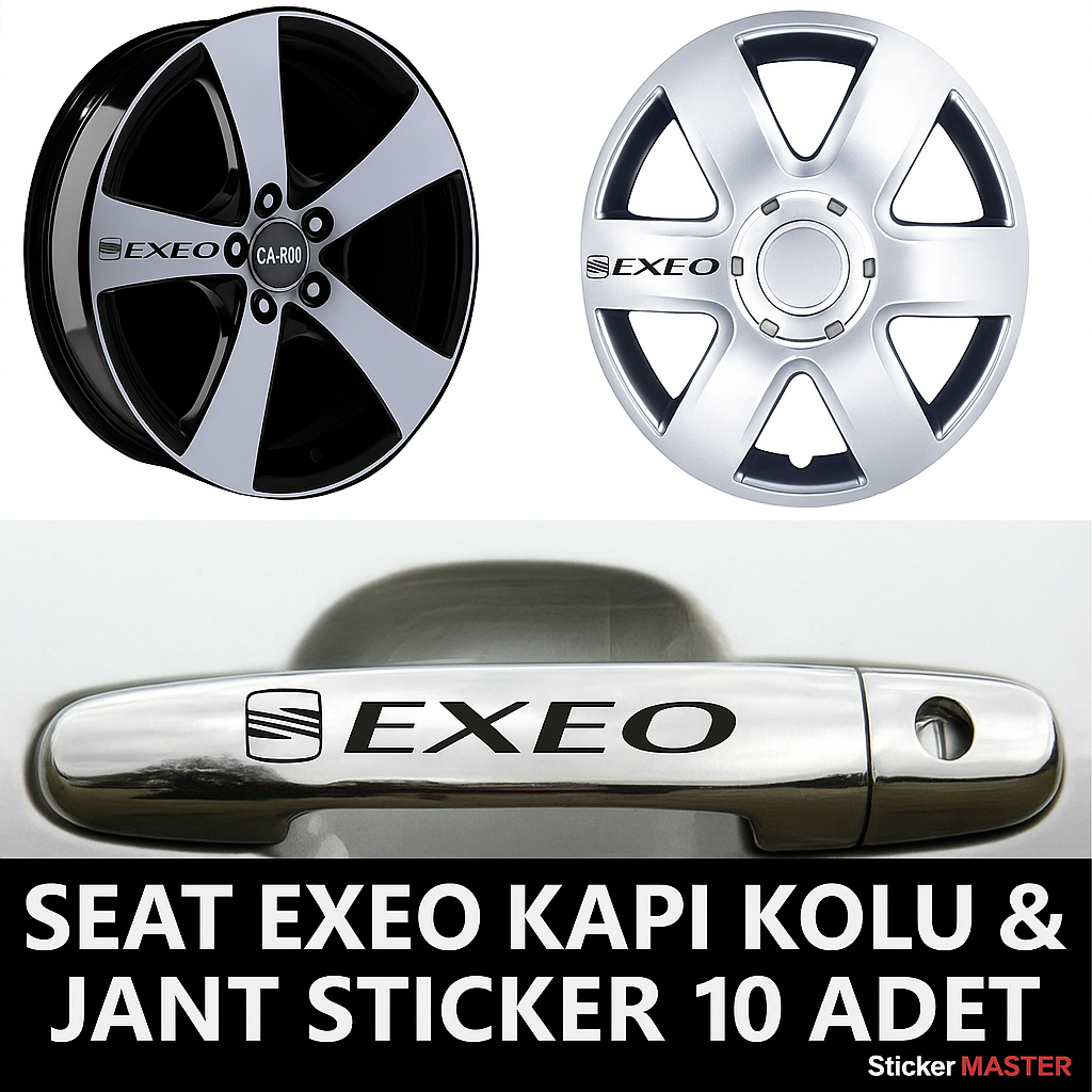 Sticker Master Seat Exeo Kapı Kolu ve Jant Sticker Seti - 10 Adet Dayanıklı Oto Etiket