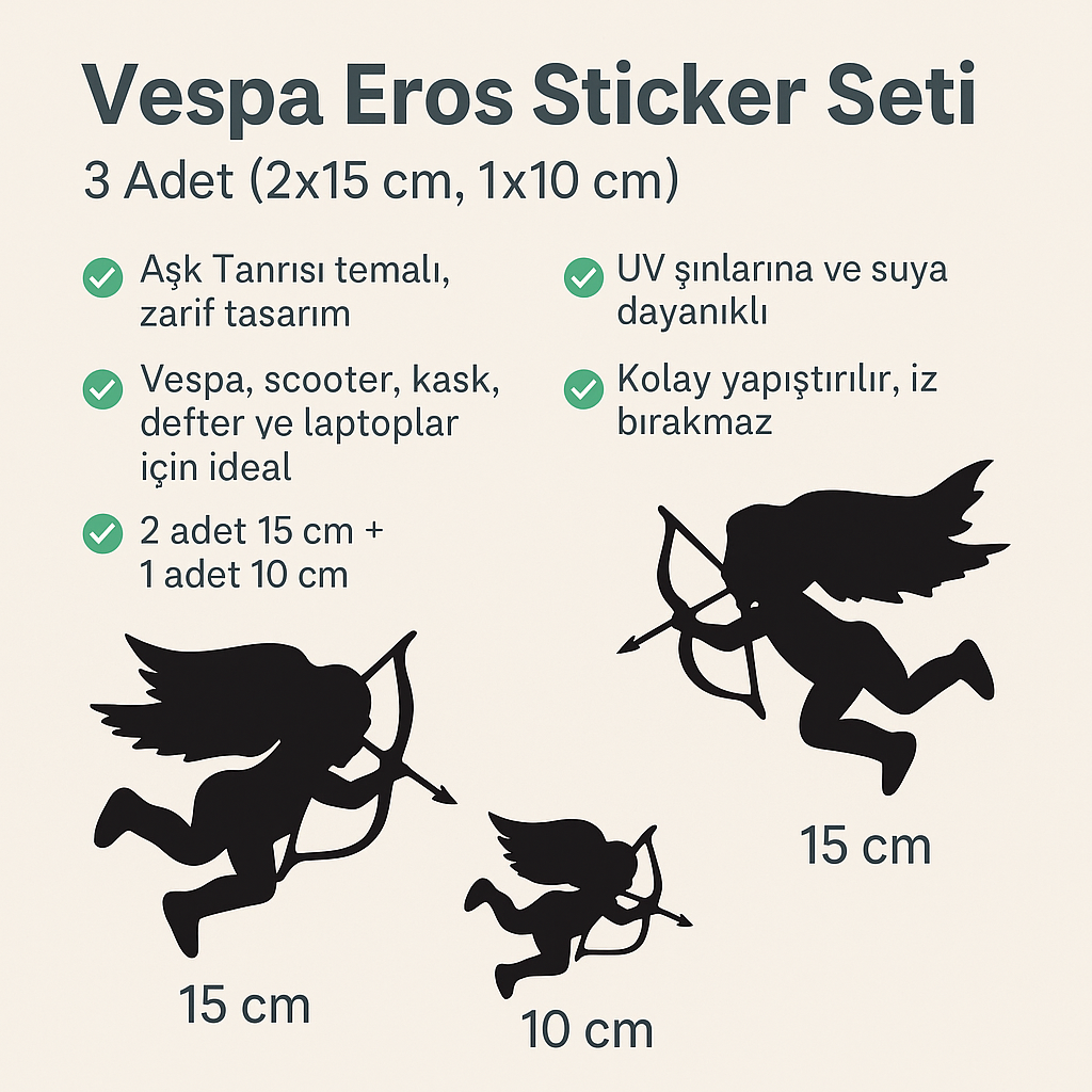 Sticker Master Vespa Eros Sticker Seti – 3’lü (2 Adet 15 cm + 1 Adet 10 cm)