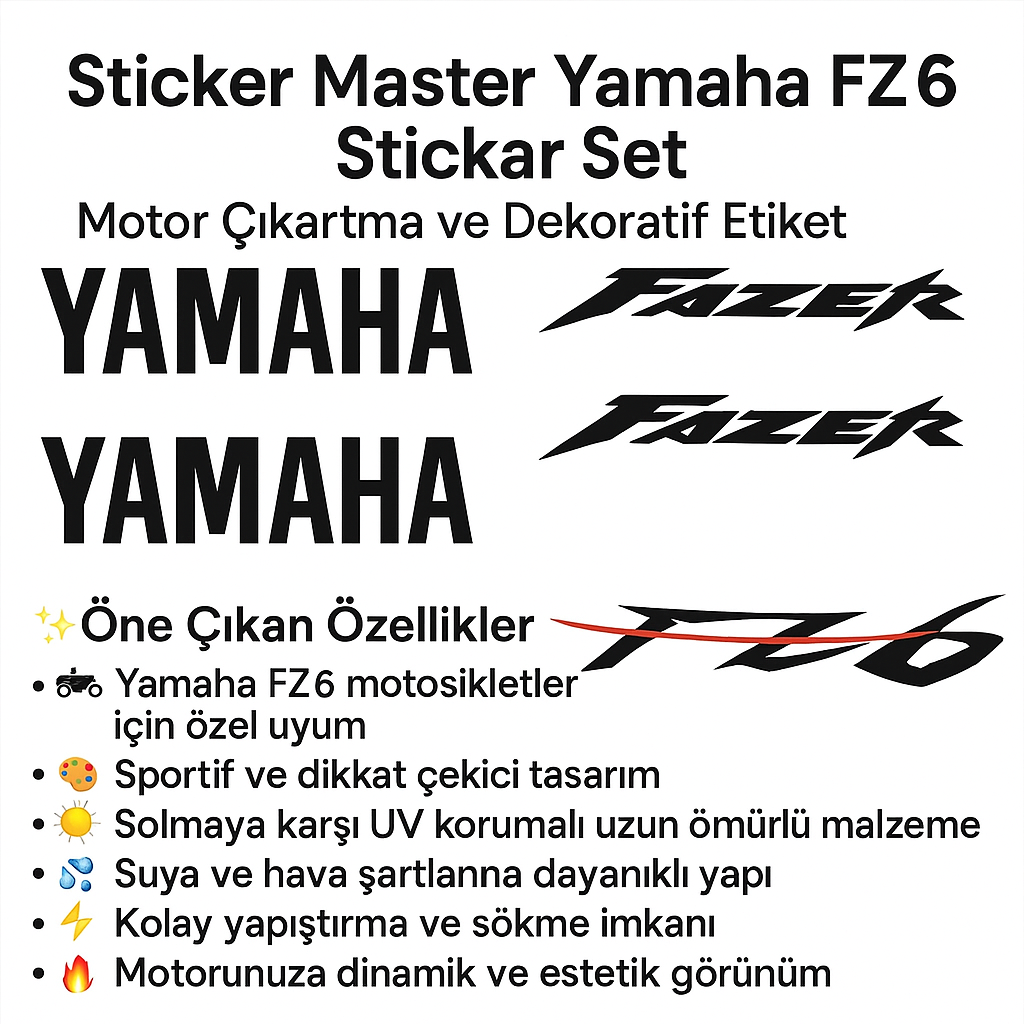 Sticker Master Yamaha Fz6 Sticker Set Motor Çıkartma Etiket