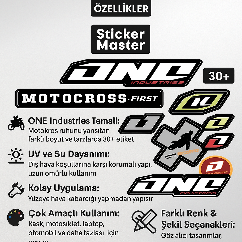 Sticker Master Sponsor Sticker Set 8 – Motor, Kask, Laptop, Araba, Oto Araç İçin Dayanıklı Etiket Decal