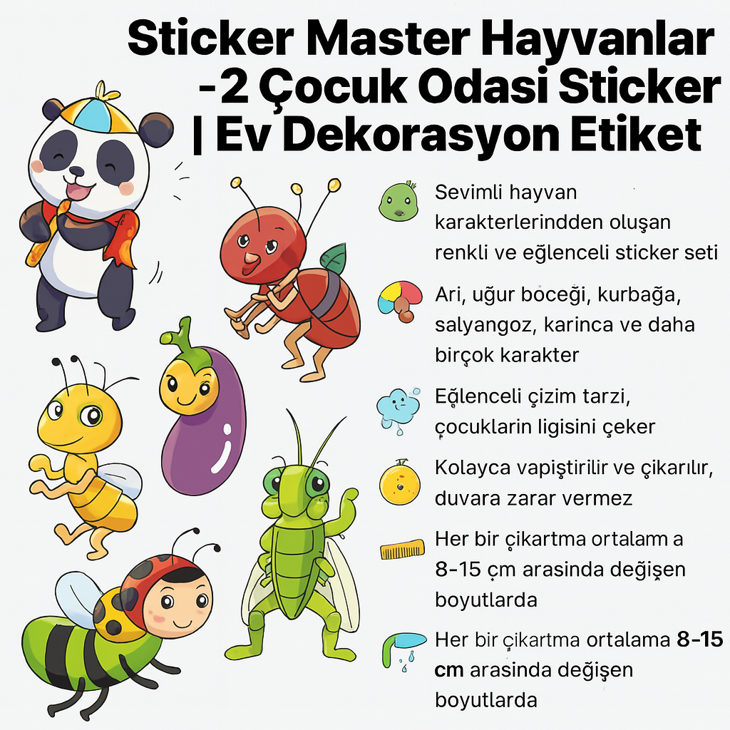 Sticker Master Hayvanlar-2 Çocuk Odası Sticker | Ev Dekorasyon Etiket