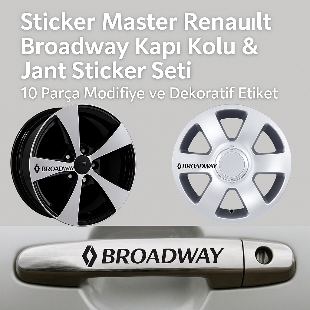 Sticker Master Renault Broadway Kapı Kolu & Jant Sticker – 10 Parça Modifiye Etiket Seti