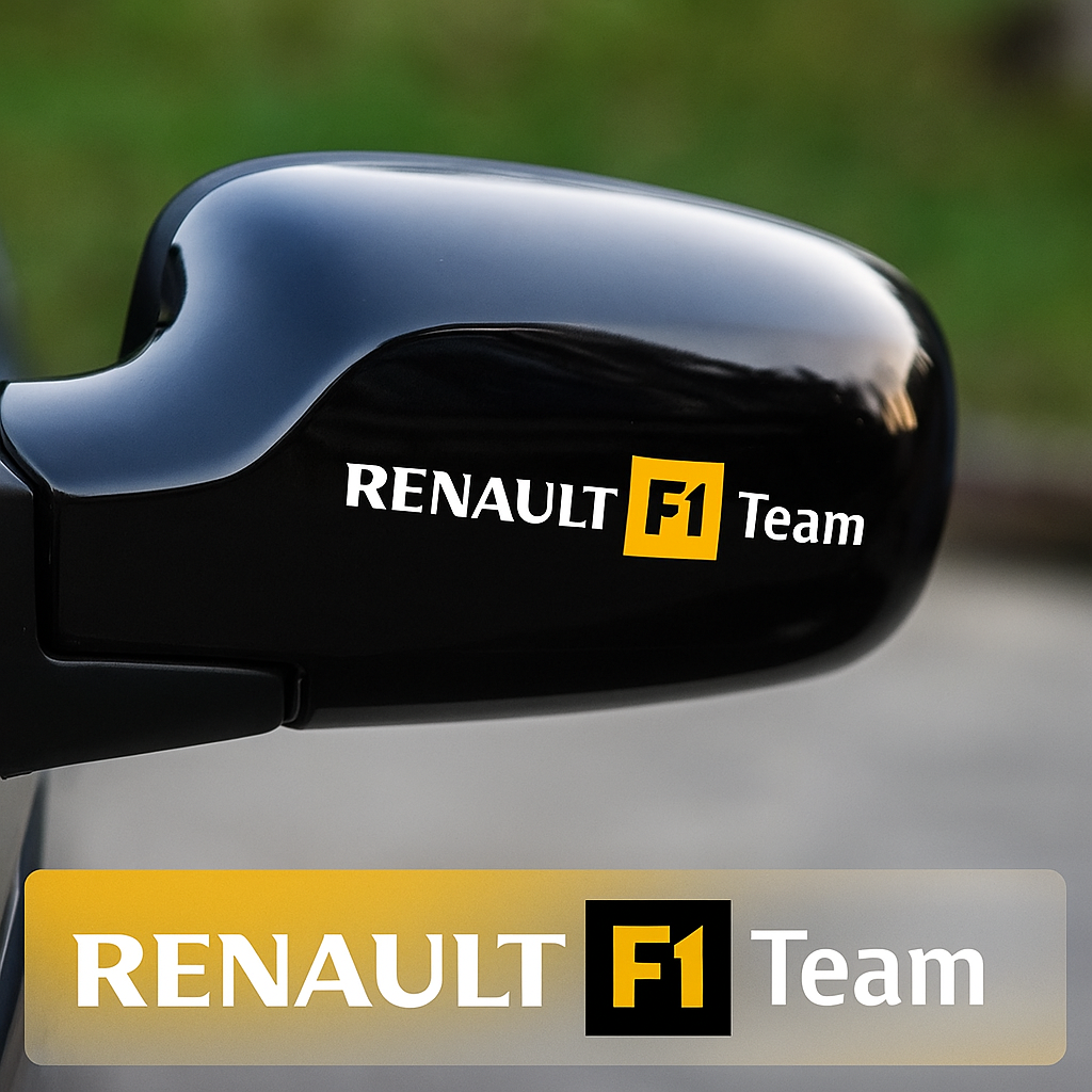 Sticker Master Renault F1 Team Ayna Sticker Seti – 2 Adet Dayanıklı Vinil Etiket