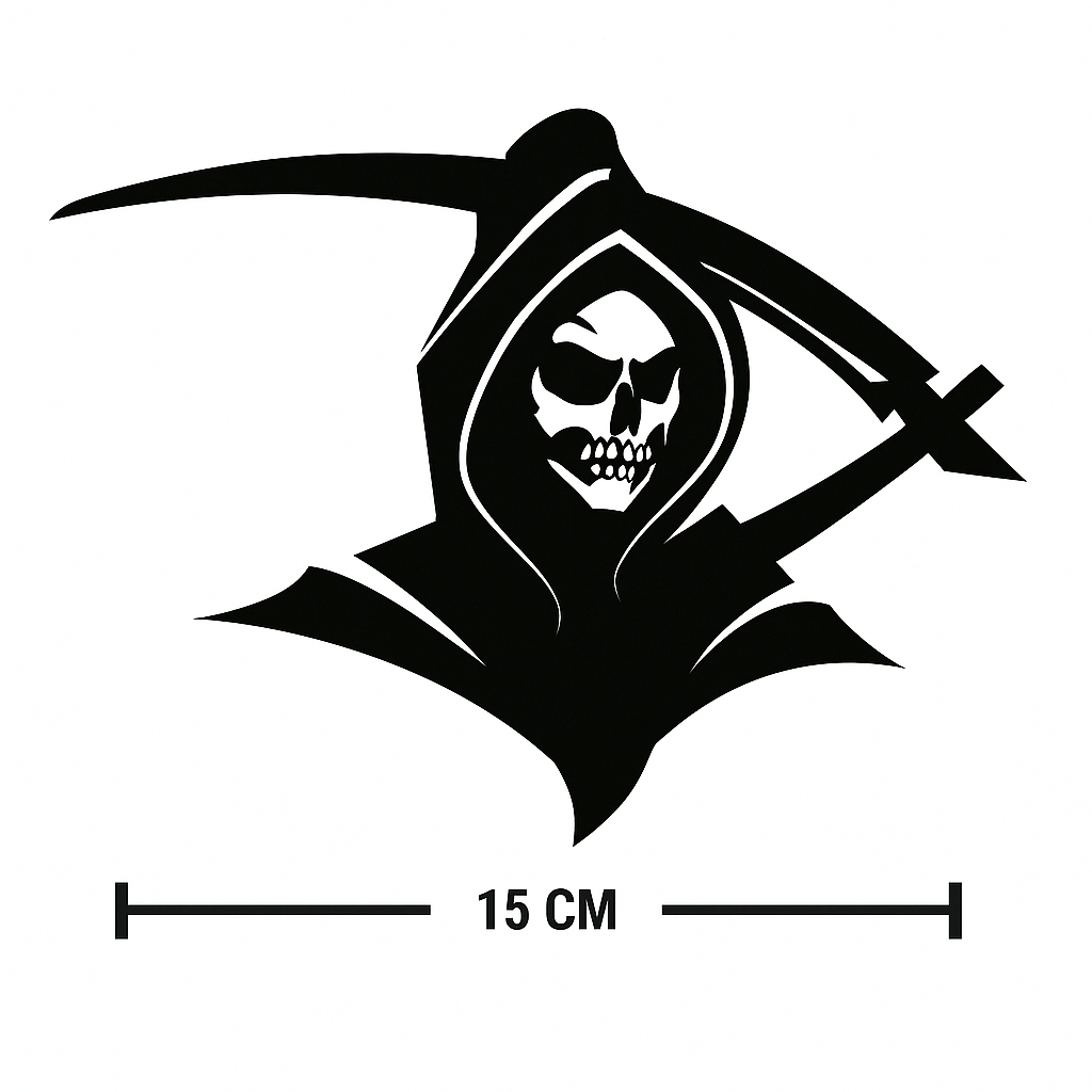 Sticker Master The Reaper Skull Motor, Kask, Laptop, Araba, Oto Araç İçin Dayanıklı Etiket Decal
