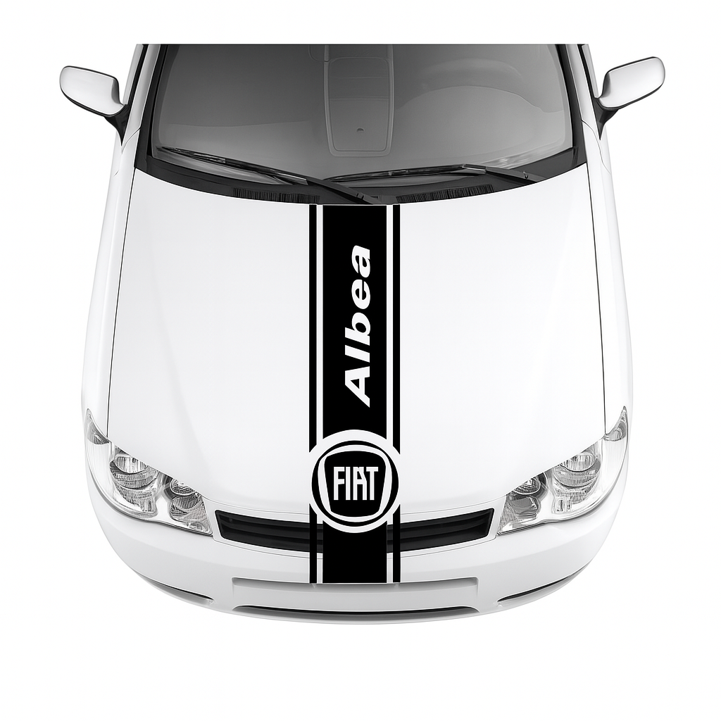 Sticker Master Fiat Albea İçin Uyumlu Aksesuar Oto Kaput Şerit Araç Sticker Etiket - Sportif Tasarım
