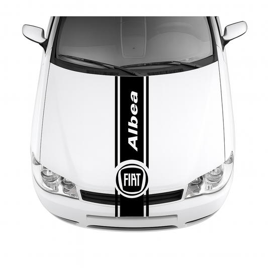 Sticker Master Fiat Albea İçin Uyumlu Aksesuar Oto Kaput Şerit Araç Sticker Etiket - Sportif Tasarım