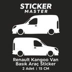 Sticker Master Renault Kangoo Van Basık Araç Siluet Sticker – 2 Adet 15 cm Dayanıklı Vinil (Sağ & Sol)
