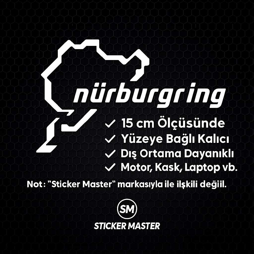 Sticker Master Nürburgring Sticker – 15 cm Dayanıklı Araç, Kask, Laptop Etiketi
