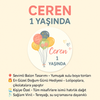 Sticker Master –  1 Yaşında Balon Temalı Doğum Günü Sticker 3 × 3 cm (50’li)