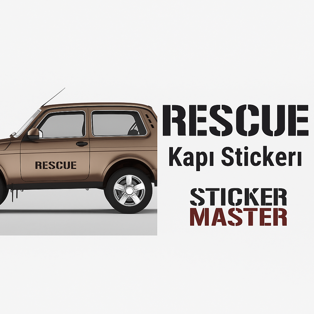 Sticker Master Rescue Kapı Stickerı – 50 Cm Dayanıklı Vinil Araç Yazı Decal - 2 Adet