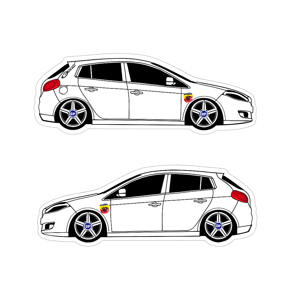 Sticker Master Fiat Bravo Basık Araç Oto Sticker Etiket - Sağ ve Sol Set - 15 Cm