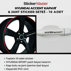 Sticker Master Hyundai Accent Kapı Kolu & Jant Sticker Seti – 10 Adet HYUNDAI SPORT Yazılı Etiket