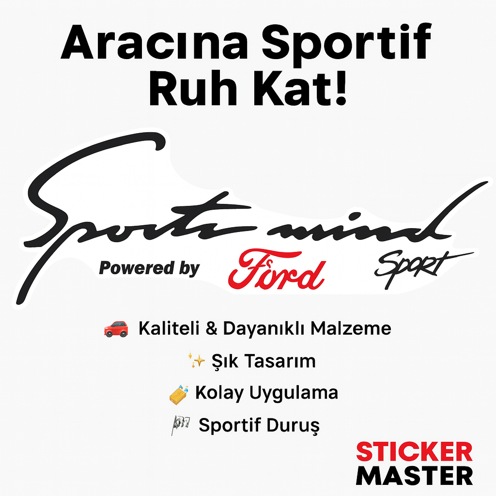 Sticker Master Ford Sport Mind Oto Araç & SUV Sticker - Sportif Tasarım - 30 Cm