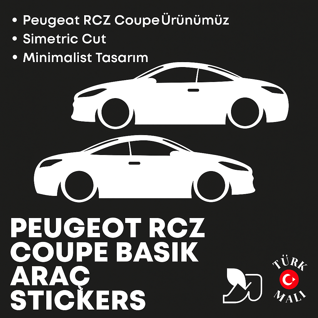 Sticker Master Peugeot RCZ Coupe Basık Araç Sticker – 2’li Simetrik Set (Sağ ve Sol Yönlü)